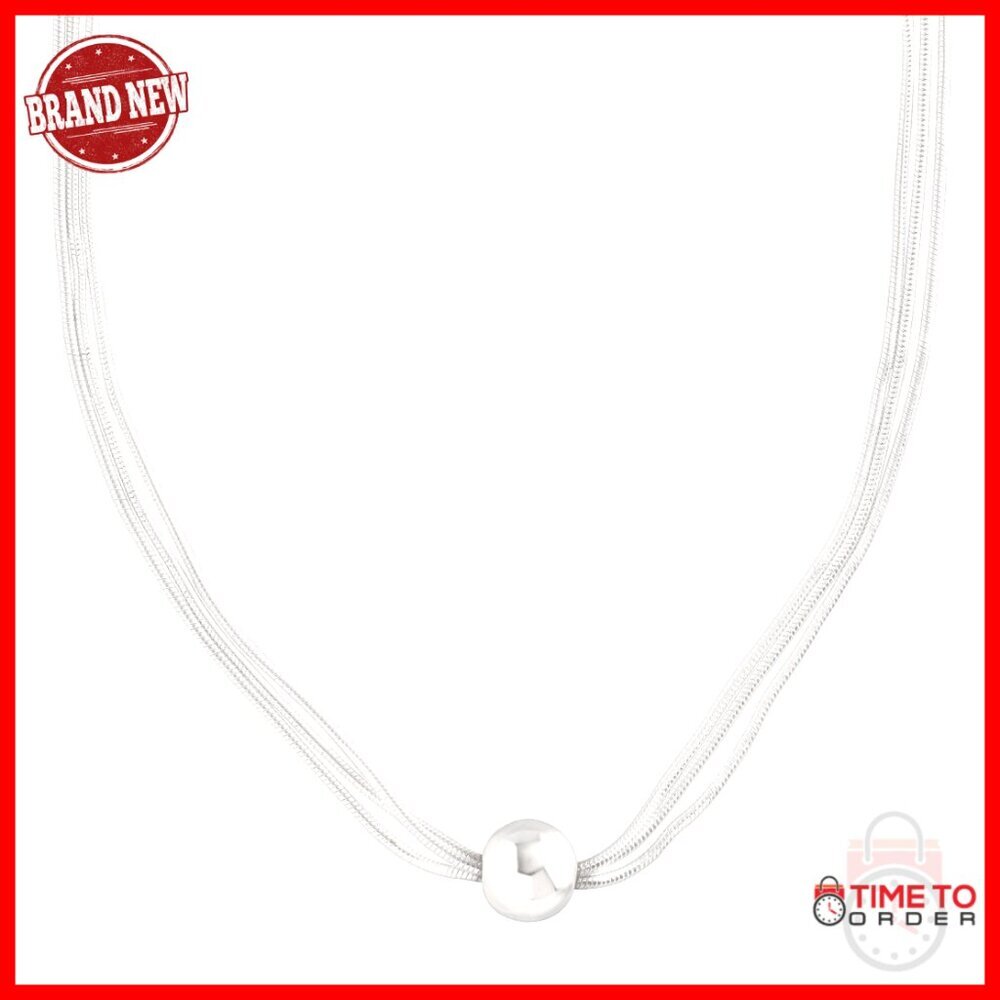 Sterling Silver Multi-Strand Bead Necklace with Lobster Clasp